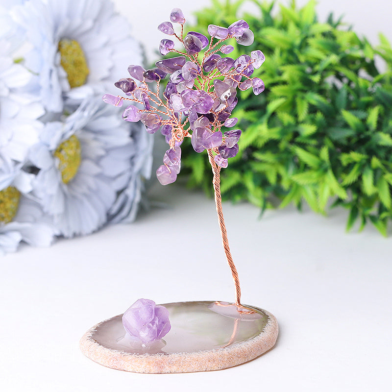 12cm Amethyst Chip Crystal Tree on Agate Base