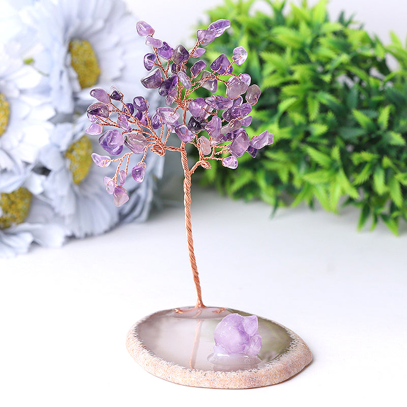12cm Amethyst Chip Crystal Tree on Agate Base