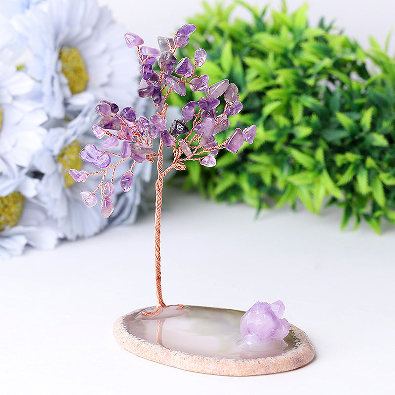 12cm Amethyst Chip Crystal Tree on Agate Base
