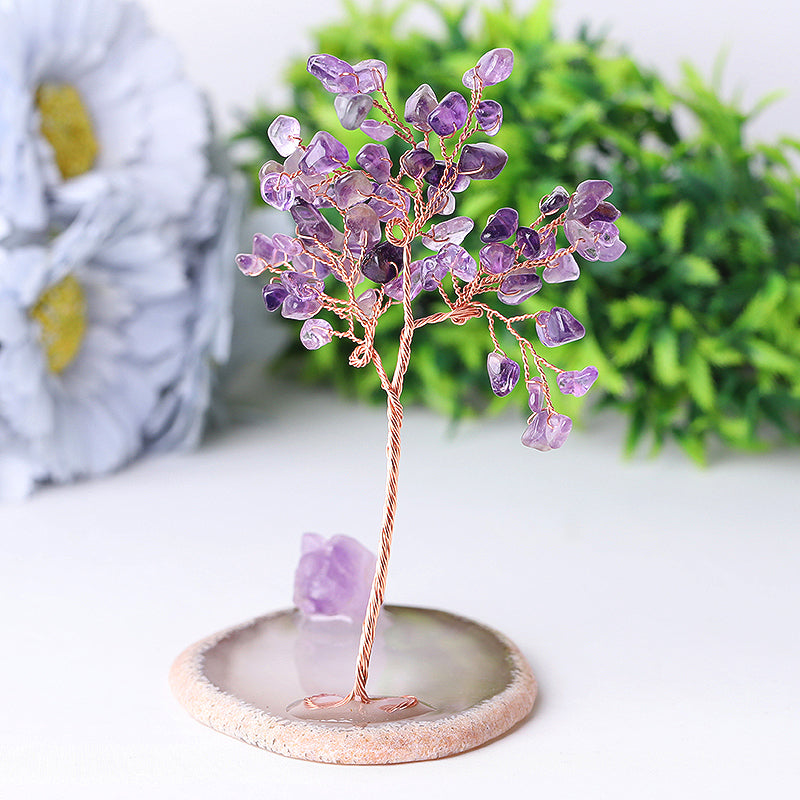 12cm Amethyst Chip Crystal Tree on Agate Base