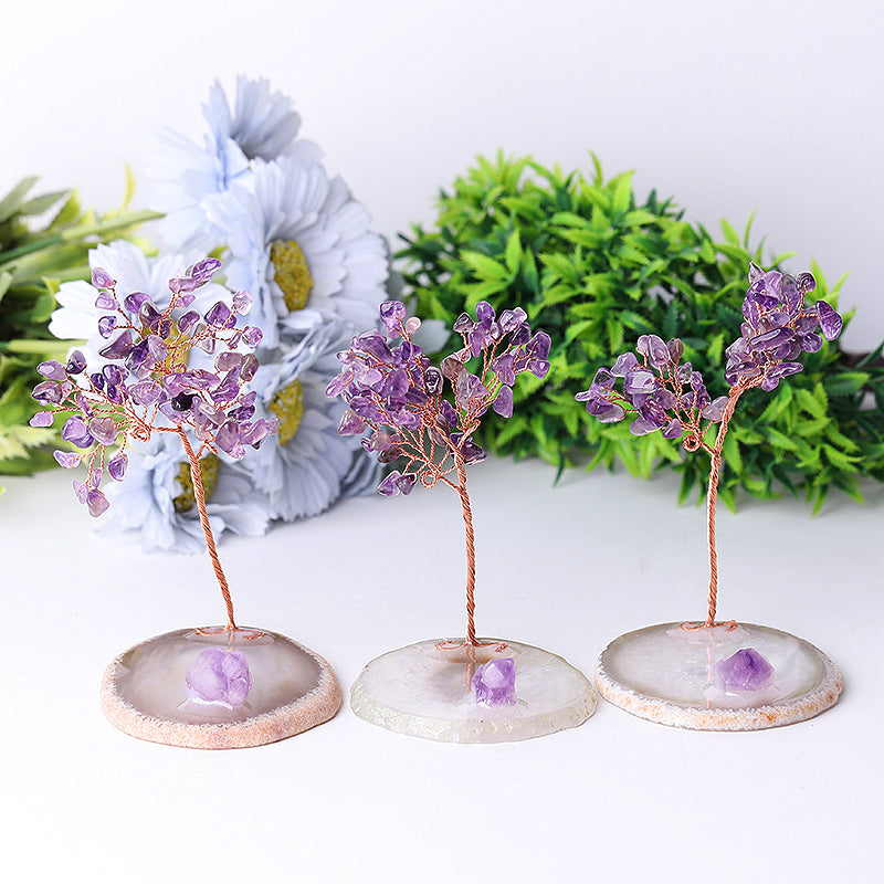 12cm Amethyst Chip Crystal Tree on Agate Base