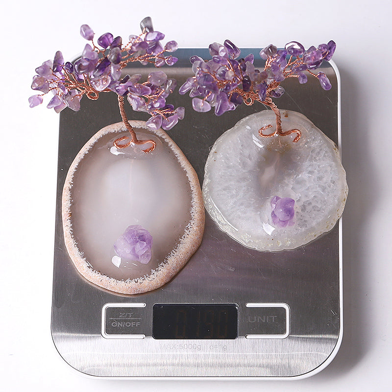 12cm Amethyst Chip Crystal Tree on Agate Base