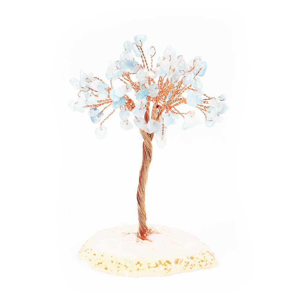 12cm Aquamarine Lucky Tree with Agate Base Free Form