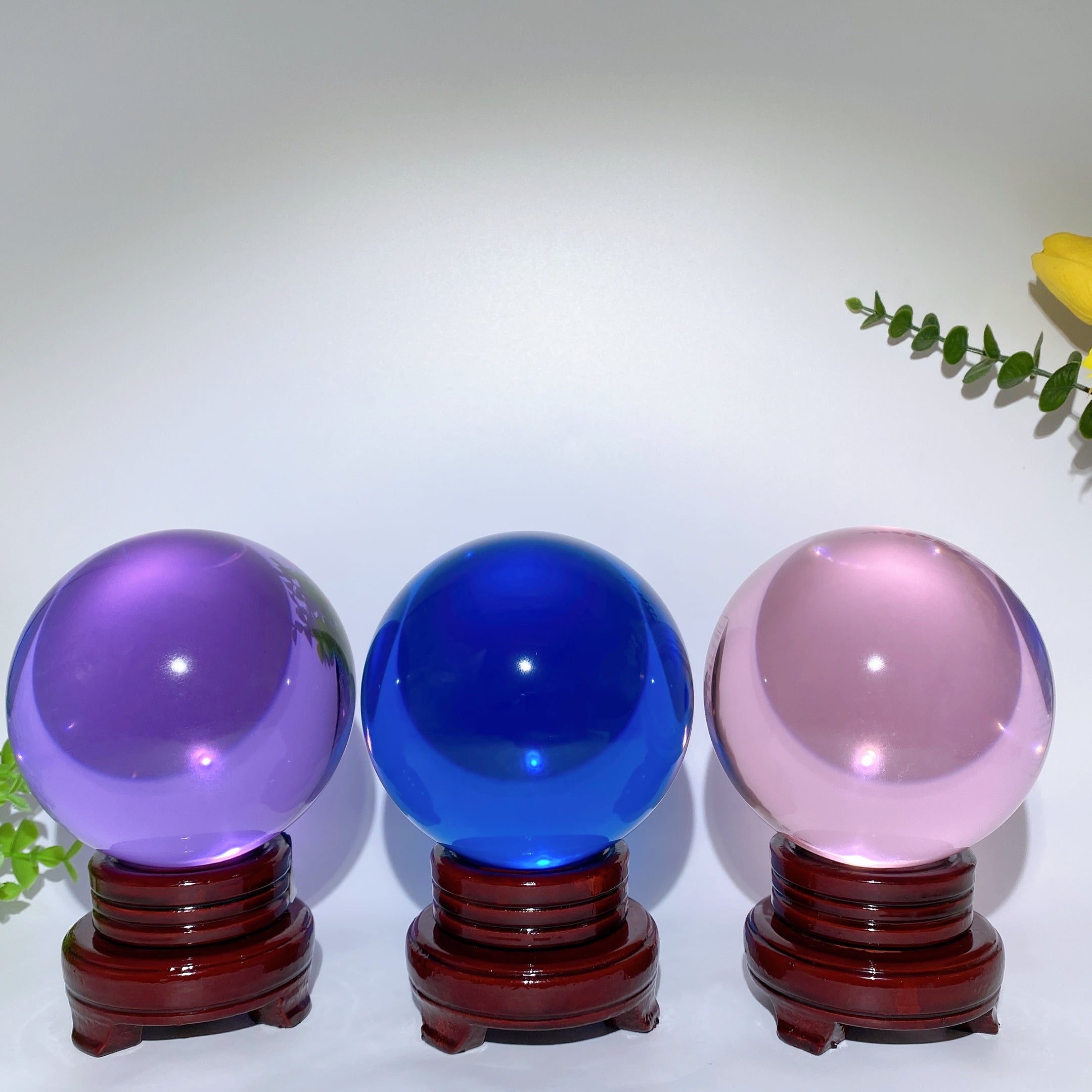 12cm Crystal Sphere with Stand | Purple Blue Pink Glass Orb