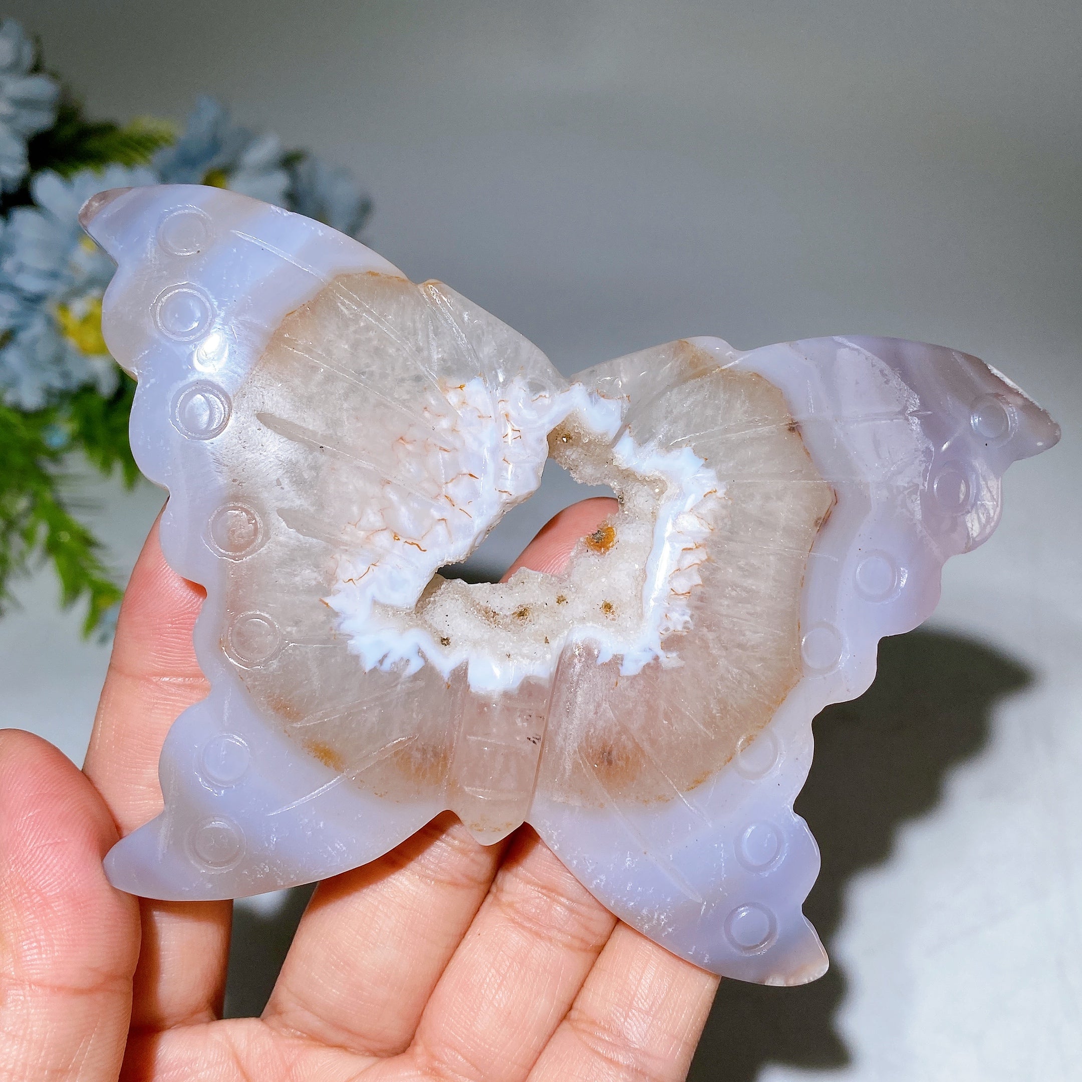 12cm Druzy Agate Butterfly Crystal Animal Carving