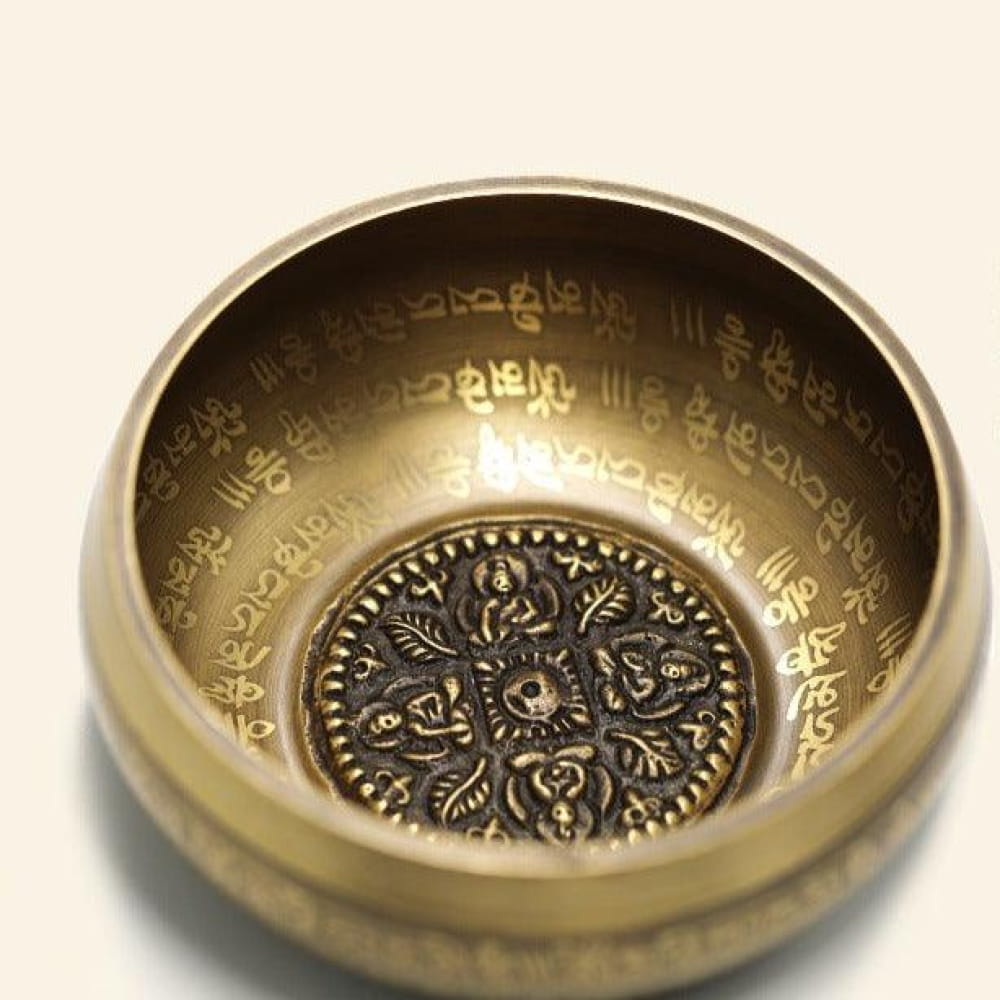 Tibetan Singing Bowl with Mandala Design and Engravings for Meditation and Relaxation