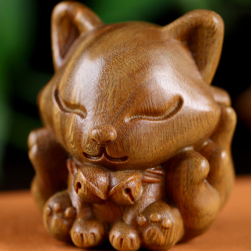 Mini Nine Tailed Fox Zen Blessing Decoration
