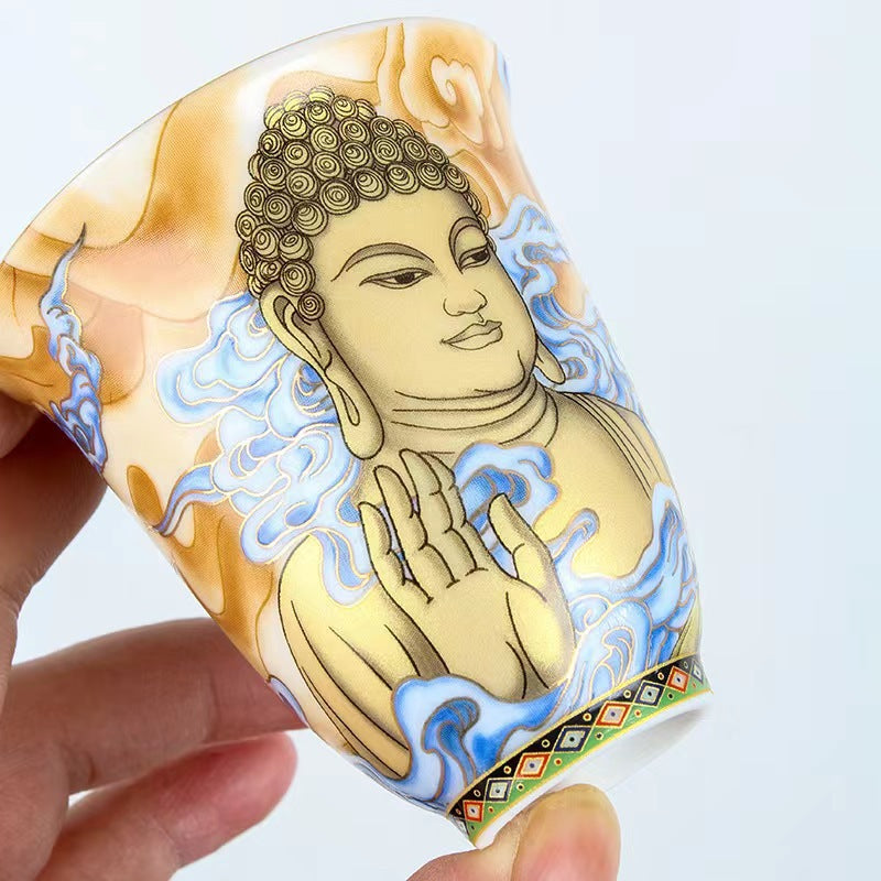 Dunhuang Flying Apsaras Ceramic Tea Cup 100ml Zen Decor