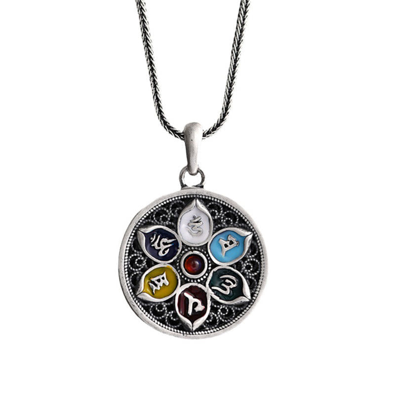 Om Mani Padme Hum Necklace | Copper Silver Tibetan Pendant
