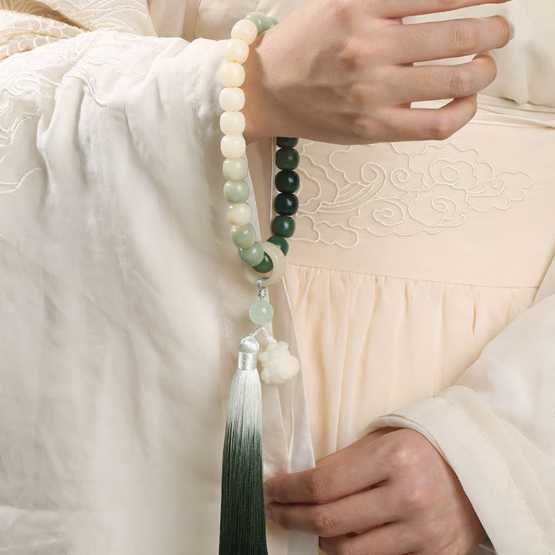 12mm Bodhi Seed Lotus Wisdom Wrist Mala Bracelet