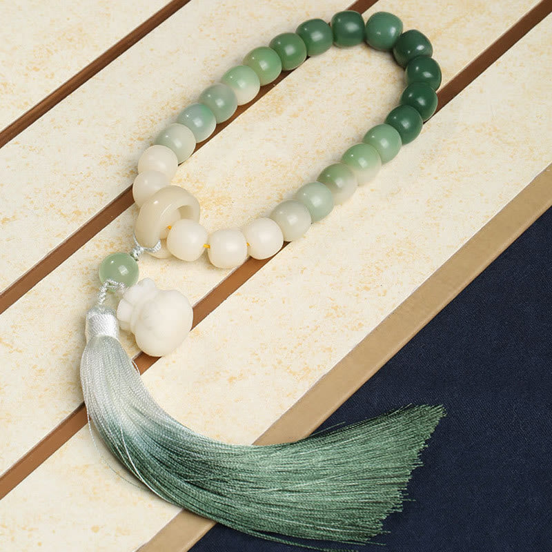 12mm Bodhi Seed Lotus Wisdom Wrist Mala Bracelet