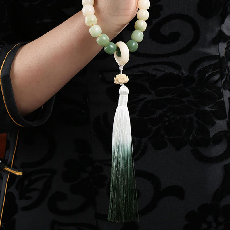 12mm Bodhi Seed Lotus Wisdom Wrist Mala Bracelet