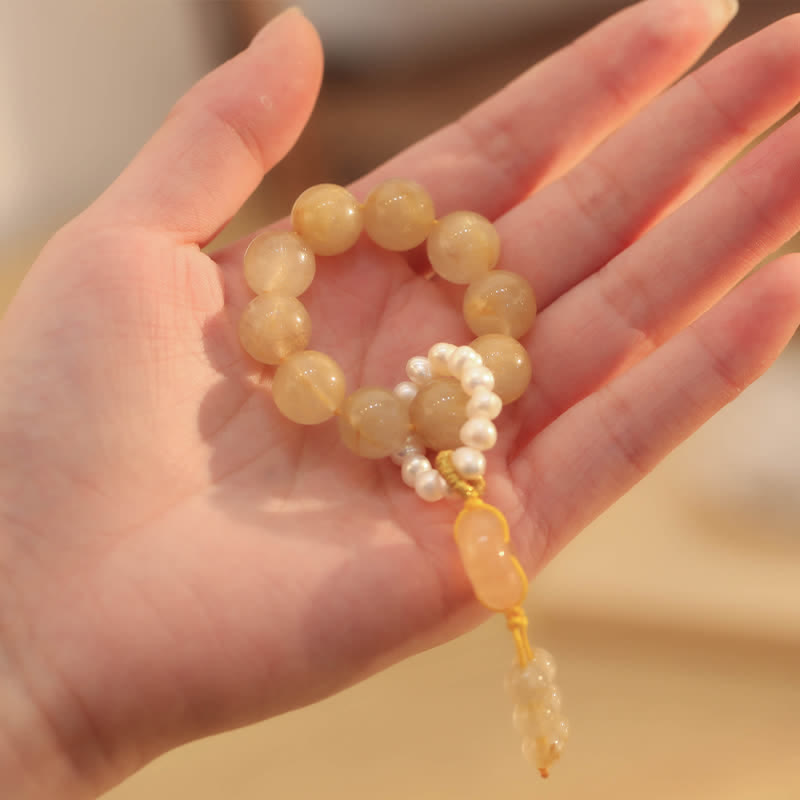 12mm Citrine Bracelet with Peace Buckle for Prosperity
