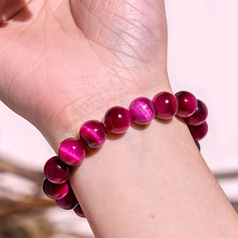 12mm Red Tiger Eye Calm Bracelet for Balance