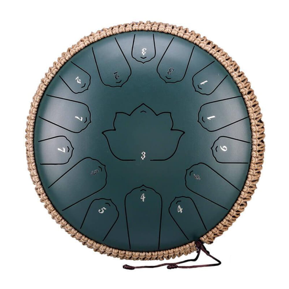 13’ Carbon Steel Tongue Drum 15 Notes C Major - 13 Inches/15 Notes (C Major) / Stone Green