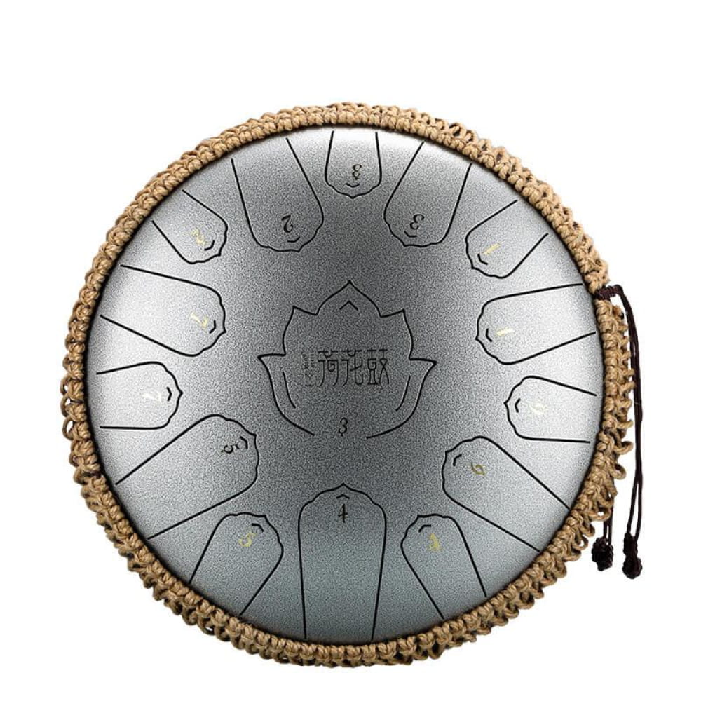 13-Inch 15-Note C Major Carbon Steel Tongue Drum - 13 Inches/15 Notes (C Major) / Flower Silver
