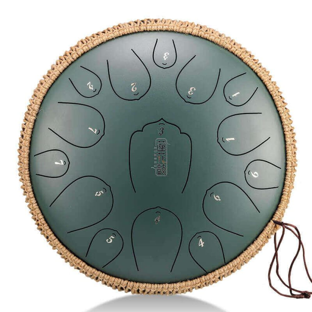 13-Inch Carbon Steel Tongue Drum 15 Notes in D Key - 13 Inches/15 Notes (D Major) / Dark Green