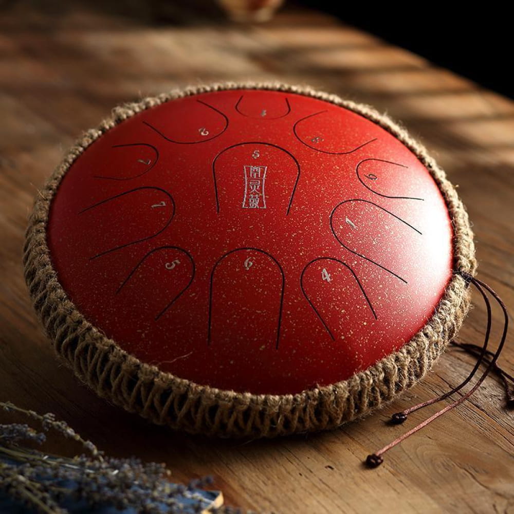 13-Inch Titanium Steel Tongue Drum 11 Notes in C Key - 13 Inches/11 Notes (C Major) / Spotted Red
