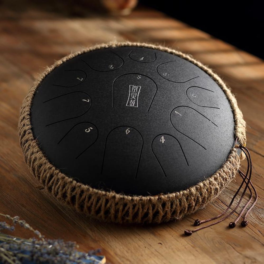 13-Inch Titanium Steel Tongue Drum 11 Notes in C Key - 13 Inches/11 Notes (C Major) / Stone Green