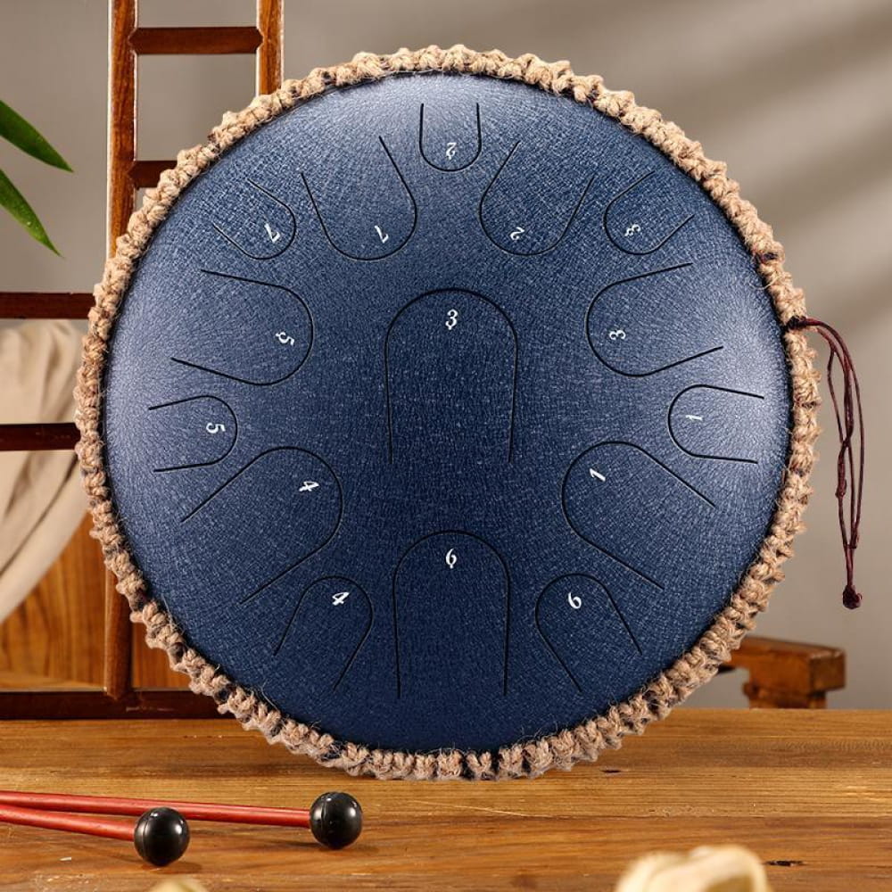 13-Inch Titanium Steel Tongue Drum 15 Notes in D & C Major - 13 Inches/15 Notes (D Major) / Navy