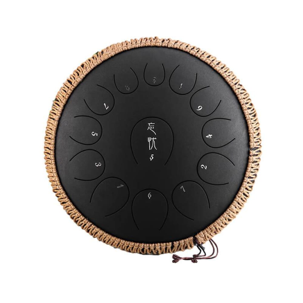 13-Note C Major Carbon Steel Tongue Drum 14 Inches - 14 Inches/13 Notes (C Major) / Jet Black / Jet