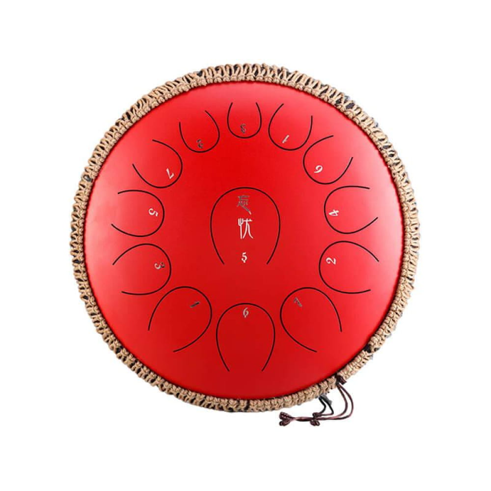 13-Note C Major Carbon Steel Tongue Drum 14 Inches - 14 Inches/13 Notes (C Major) / Cinnabar Red