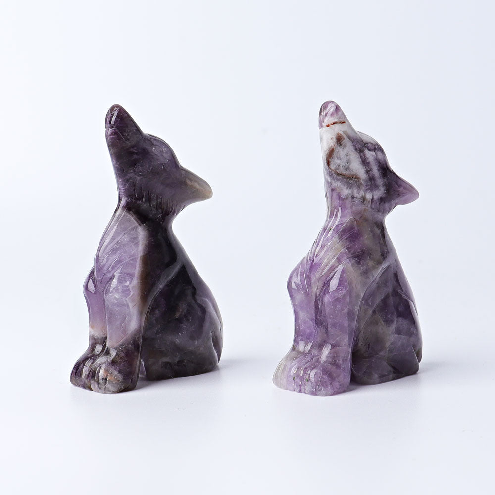 3-inch Amethyst Dream Wolf Crystal Carving