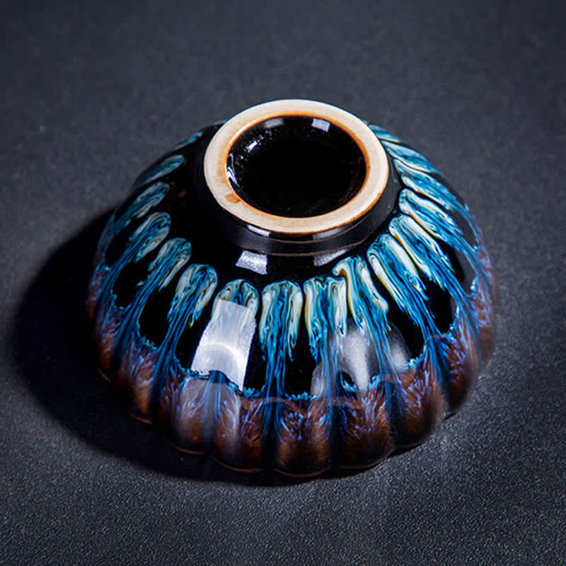 130ml Lotus Dragon Ceramic Tea Cup with Auspicious Inlaid Art