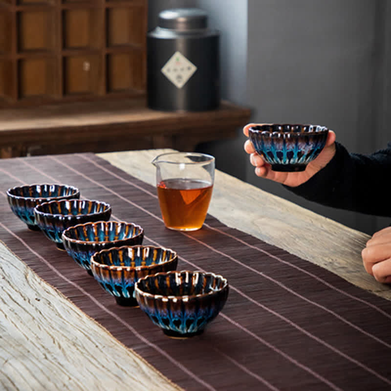 130ml Lotus Dragon Ceramic Tea Cup with Auspicious Inlaid Art