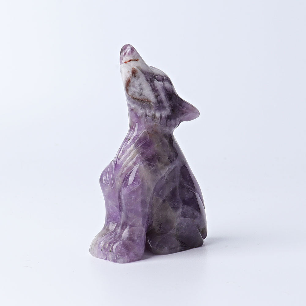 3-inch Amethyst Dream Wolf Crystal Carving