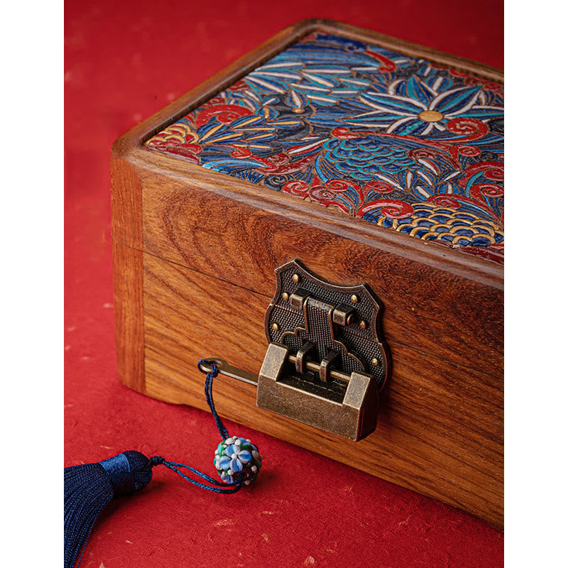 Rosewood Jewelry Storage Box with Floral Pattern | Zen Decor