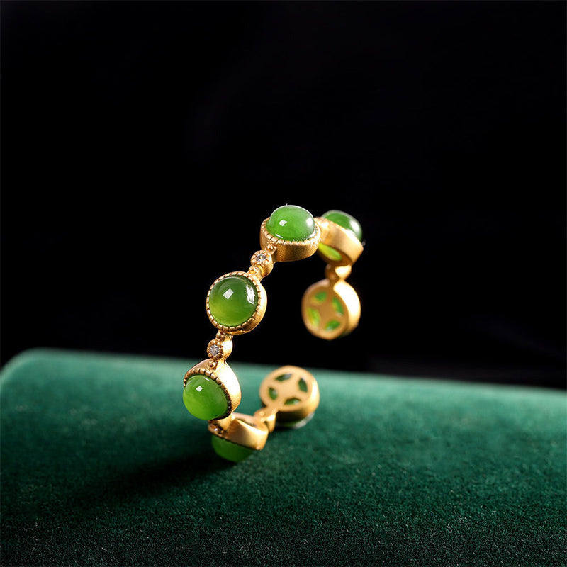 Adjustable Cyan Jade Healing Ring for Calm & Harmony