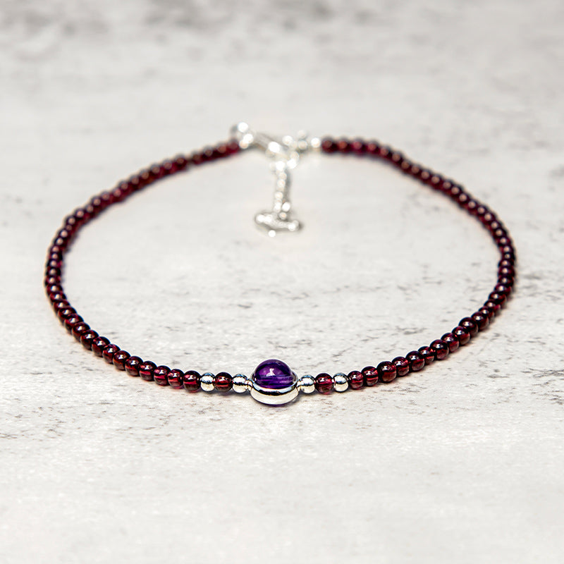 Garnet Amethyst Spiritual Purification Calm Anklet