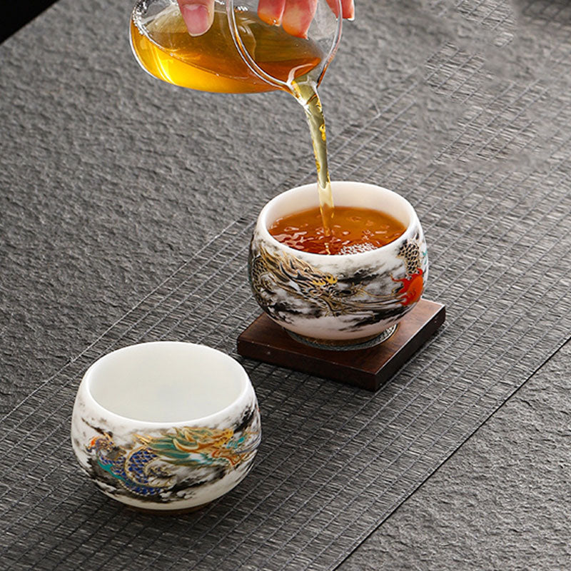 Dragon Playing with Pearl Ceramic Teacup 160ml | Tableware