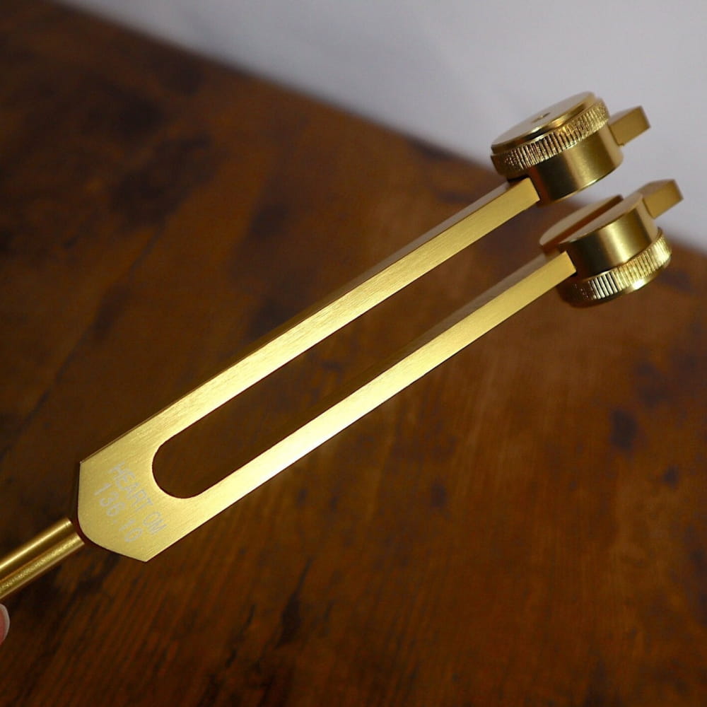 Brass tuning fork with adjustable screws from 136.10 Hz Weighted Tuning Fork with Crystal Handle