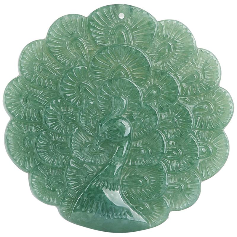 Natural Jade Peacock Luck Prosperity Necklace