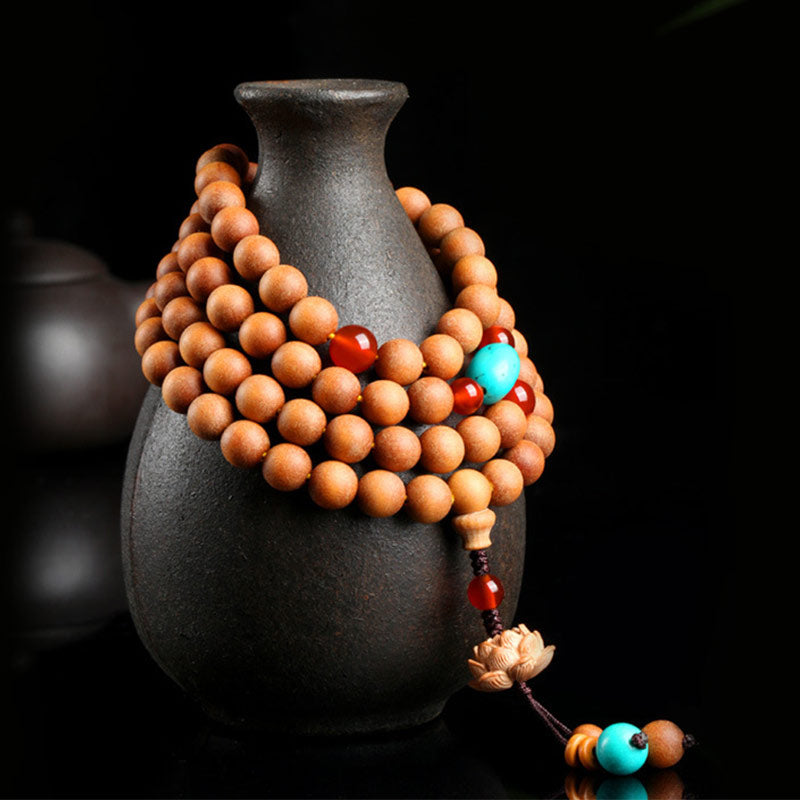 8mm Sandalwood Lotus Enlightenment Charm Bracelet