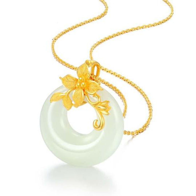 Tibetan White Jade Calm Necklace for Protection & Luck