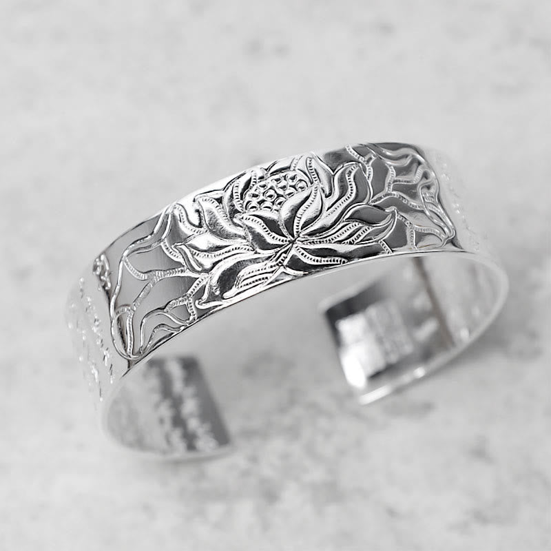 Tibetan White Copper Lotus Bracelet | Luck & Enlightenment