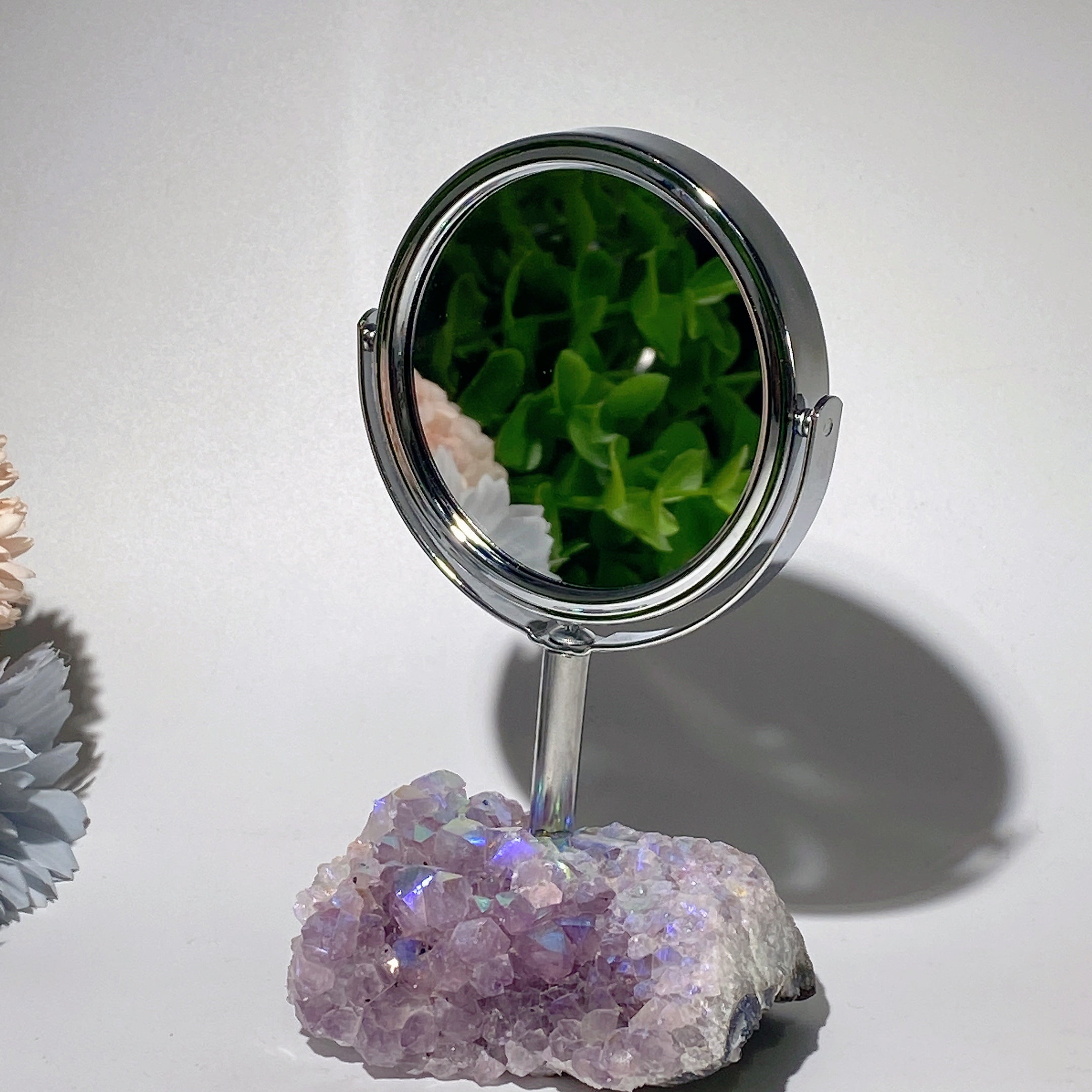 13cm Amethyst Crystal Cluster with Double-Sided Mirror