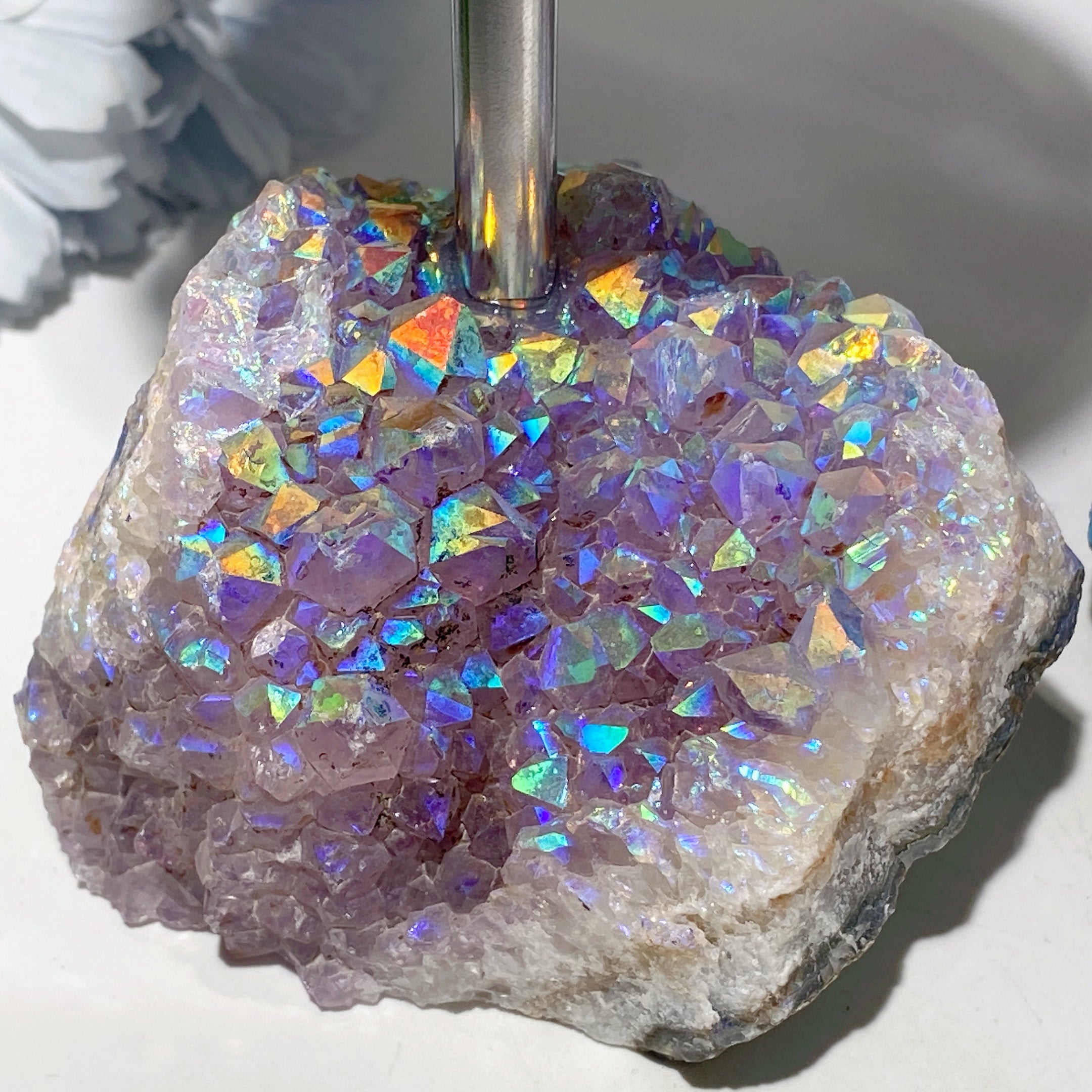 13cm Amethyst Crystal Cluster with Double-Sided Mirror