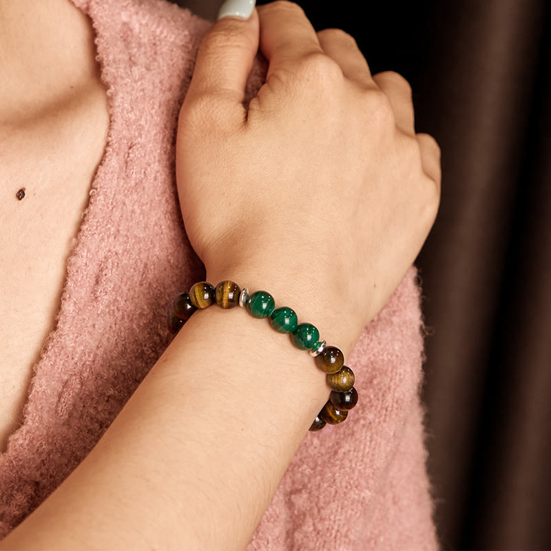 14-16cm Green Tiger Eye Courage Bracelet for Strength & Confidence