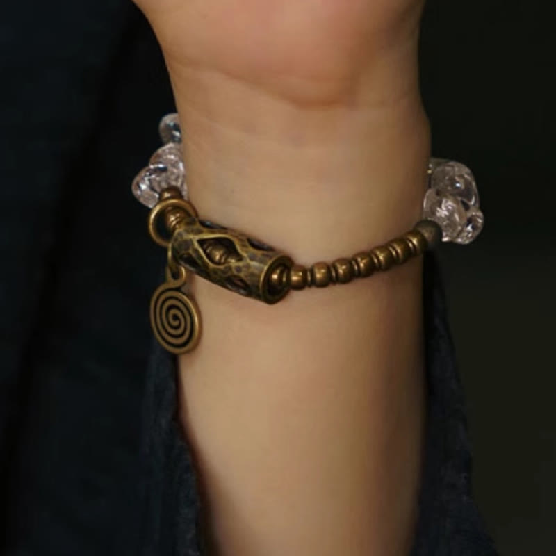 14-17.5cm White Crystal Copper Clarity Bracelet for Meditation