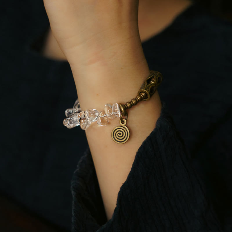 14-17.5cm White Crystal Copper Clarity Bracelet for Meditation