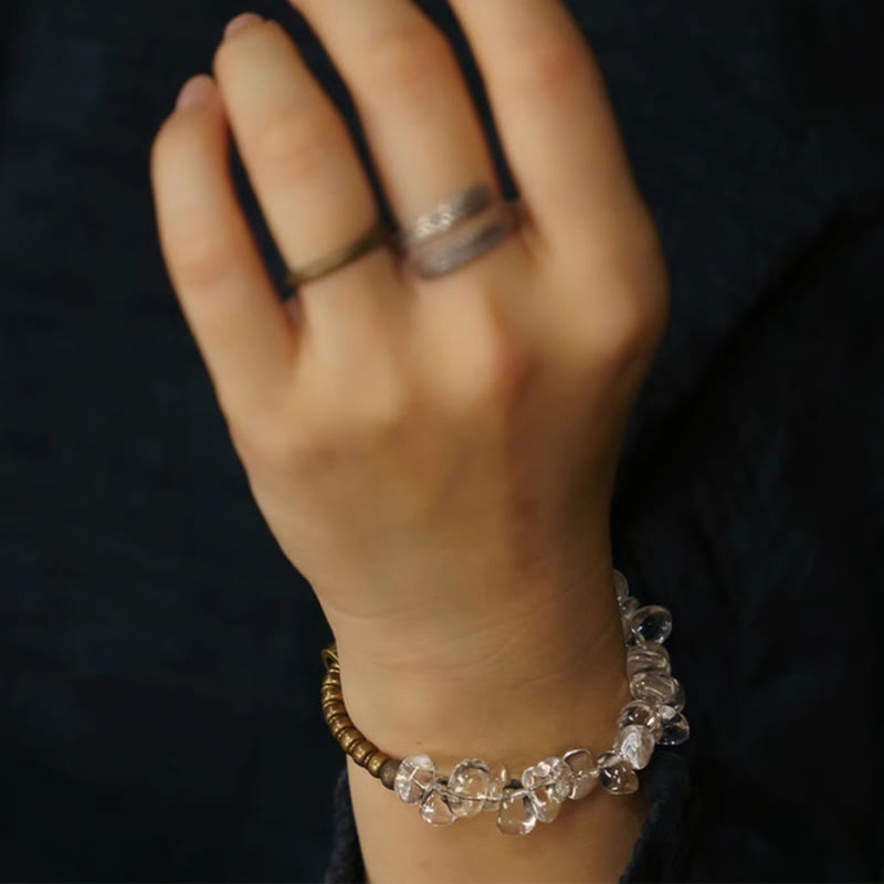 14-17.5cm White Crystal Copper Clarity Bracelet for Meditation