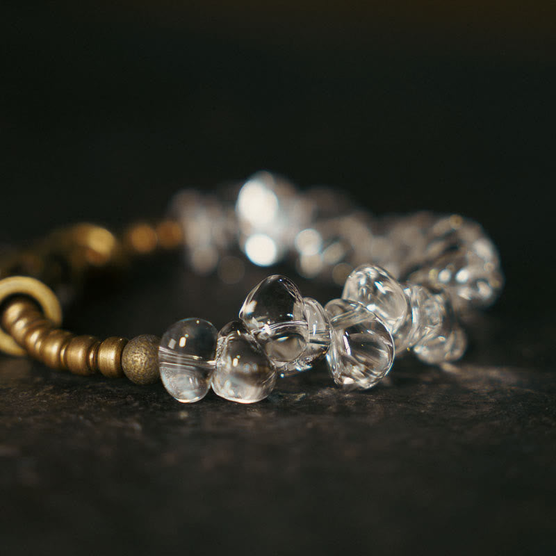 14-17.5cm White Crystal Copper Clarity Bracelet for Meditation