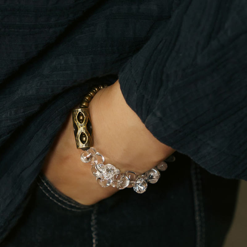 14-17.5cm White Crystal Copper Clarity Bracelet for Meditation