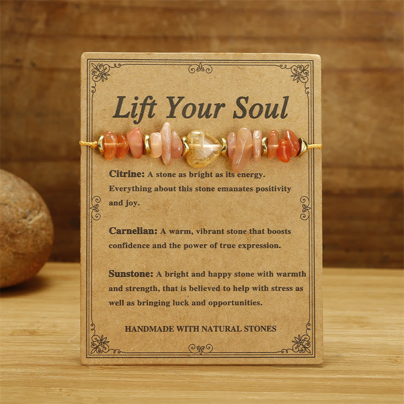 14-24cm Citrine Carnelian Sunstone Happiness Bracelet