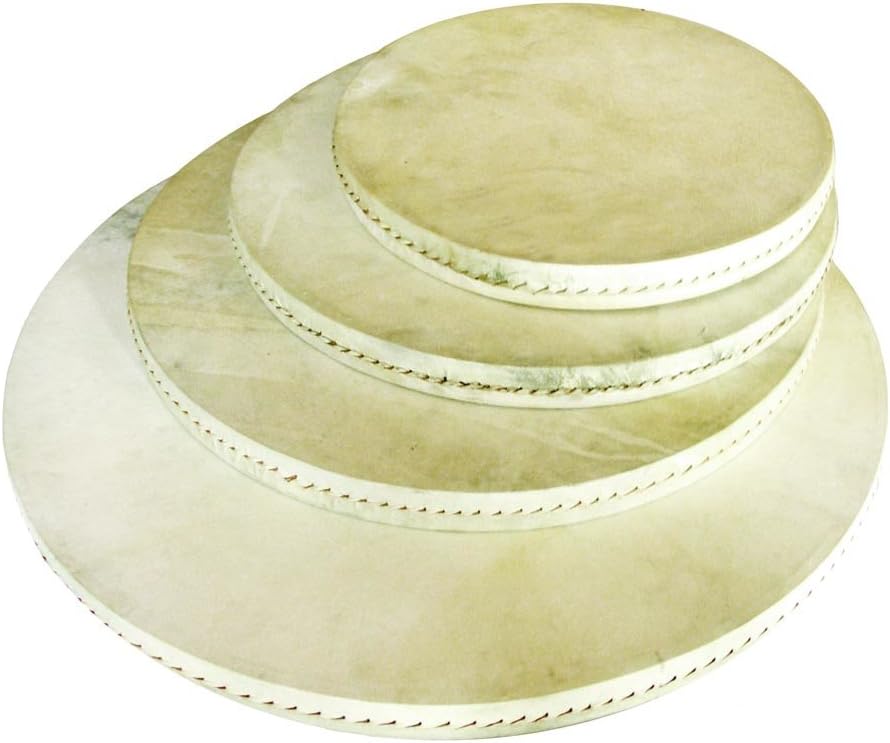 Stacked scalloped circular cake boards for 14 Inch Frame Drum Instrument display