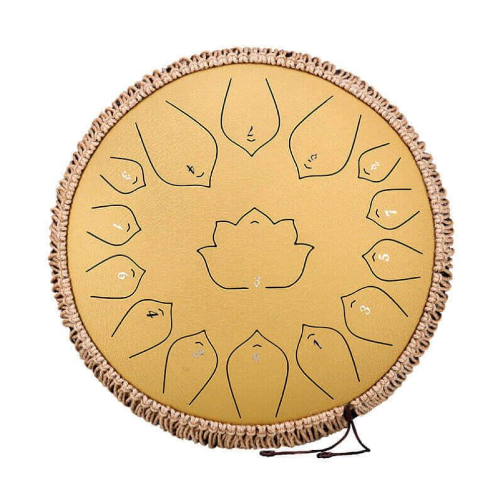14-Inch 15-Note C Major Steel Tongue Drum - 14 Inches/15 Notes (C Major) / Gilt Diamond / Gilt